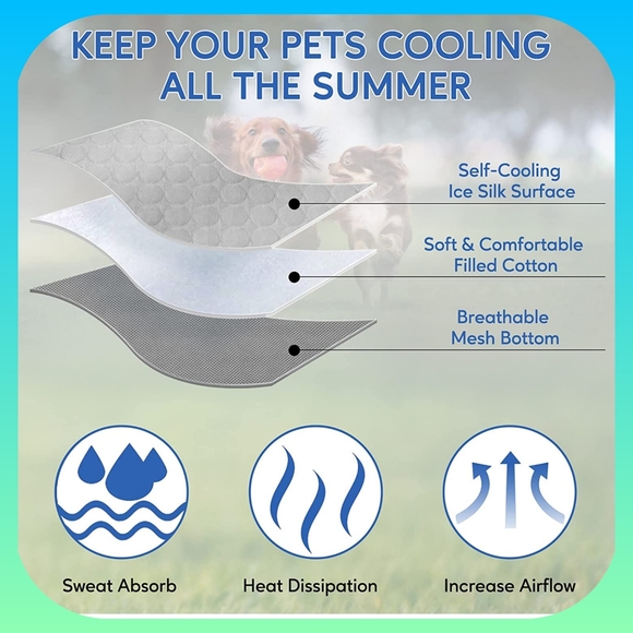 XXL- 60 in x 40 in. Pet Self Cooling Mat pet cooling pad ice silk pet kennel mat - Picture 3 of 11